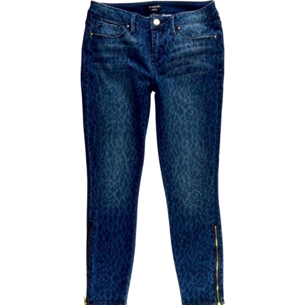 bebe Blue Leopard Print Jeans